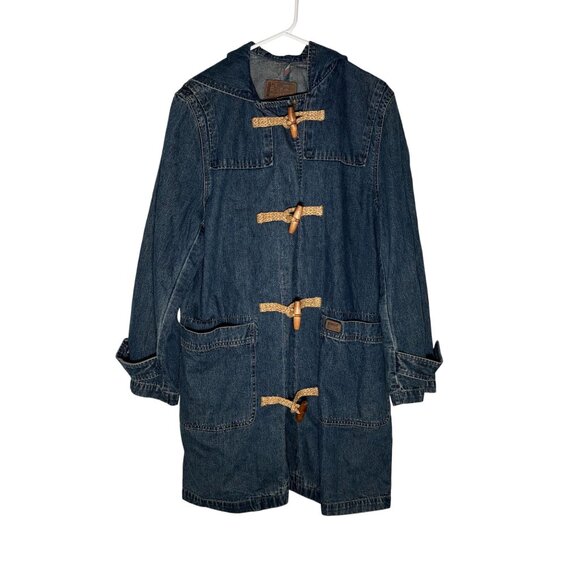 Ralph Lauren Vintage Fisherman's Denim Trench Coat with Toggle Buttons Size M - Picture 1 of 4